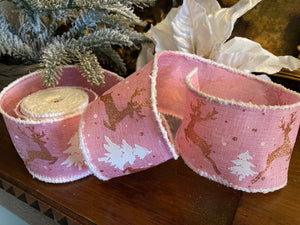 Pink Reindeer Ribbon