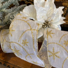 Load image into Gallery viewer, Ribbon Gold Snowflakes