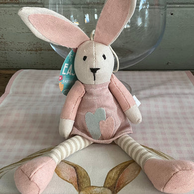 Pink Linen Plush Bunny