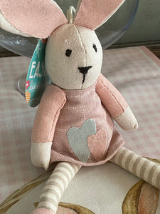 Pink Linen Plush Bunny