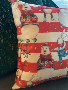 Striped Pillow with Characters