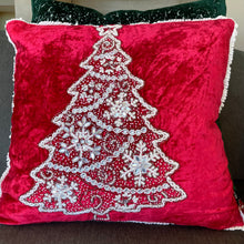 Load image into Gallery viewer, Red Velvet Tree Pillow