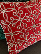 Load image into Gallery viewer, Red Velvet Snowflake Pillow