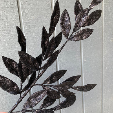 Black Glitter Leaf Spray