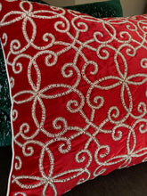 Load image into Gallery viewer, Red Velvet Snowflake Pillow