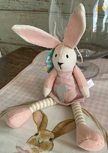 Pink Linen Plush Bunny