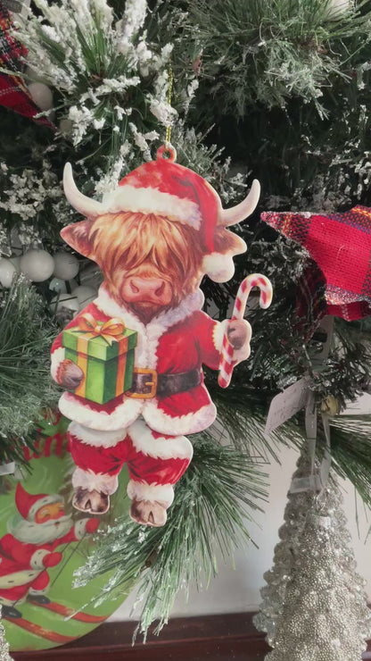 Tin Santa Highland Cow