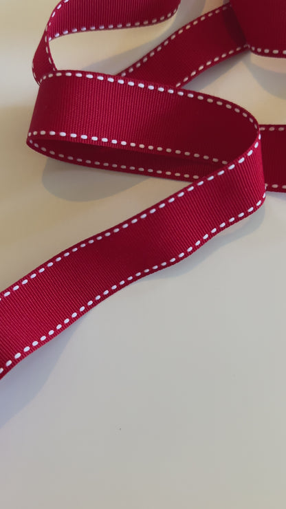 Red Ribbon White Stitch