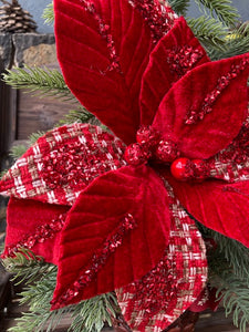 Red White Tartan Poinsettia