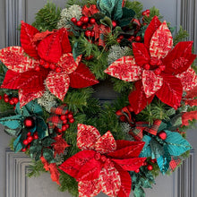 Load image into Gallery viewer, Green and Red Christmas Wreath