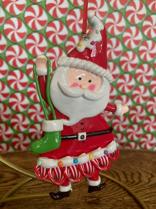 Clay Santa with Green Stocking