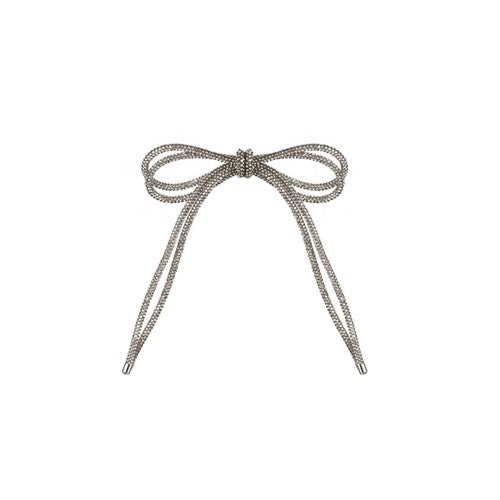 Silver Diamante Double Bow