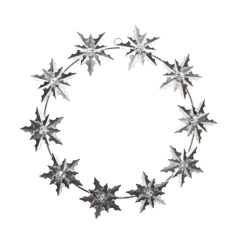 Silver Metal Poinsettia Wreath