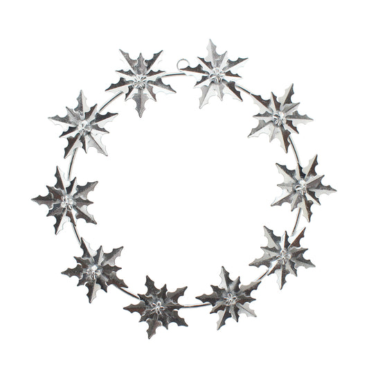 Silver Metal Poinsettia Wreath