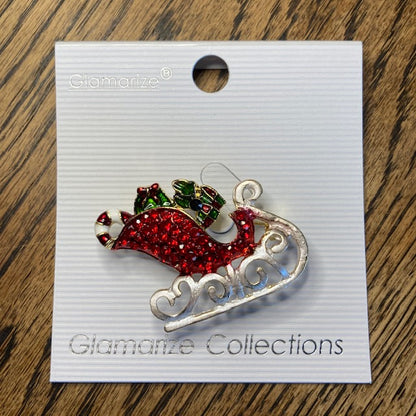 Crystal Sleigh Brooch
