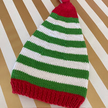 Load image into Gallery viewer, Green Striped Baby Elf Hat