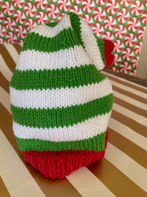 Load image into Gallery viewer, Green Striped Baby Elf Hat