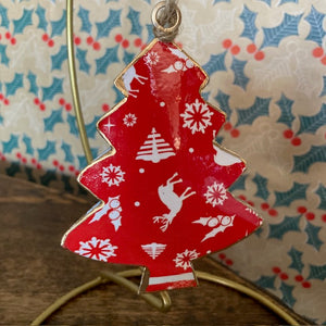 Red Tin Tree Decoration