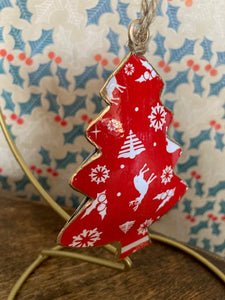 Red Tin Tree Decoration