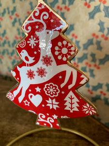 Red Tin Tree Decoration