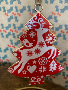 Red Tin Tree Decoration