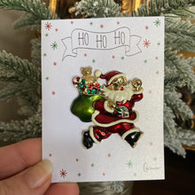 Load image into Gallery viewer, Enamel Santa Brooch by Roman