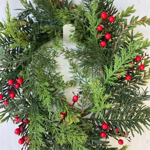 Candle Ring with Red Berries