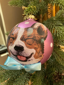 Happy Dog Pink Glass Ball