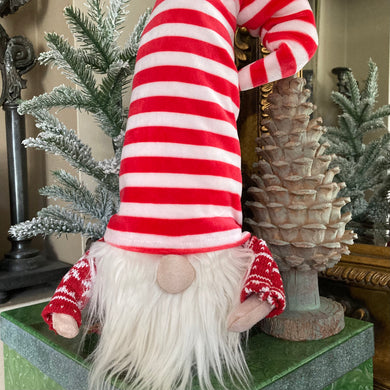 Striped Hat Gnome with a White Beard