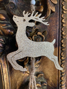 Gold Glitter Reindeer with Bells