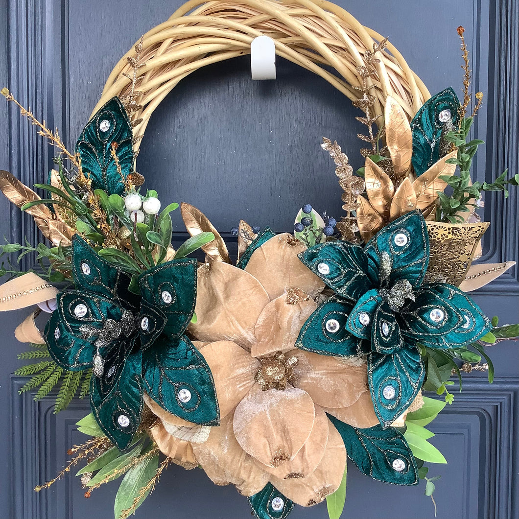 Champagne Green Wicker Wreath