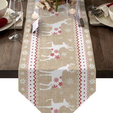 Linen Reindeer Table Runner