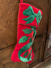 Load image into Gallery viewer, Red and Green Velvet Stocking