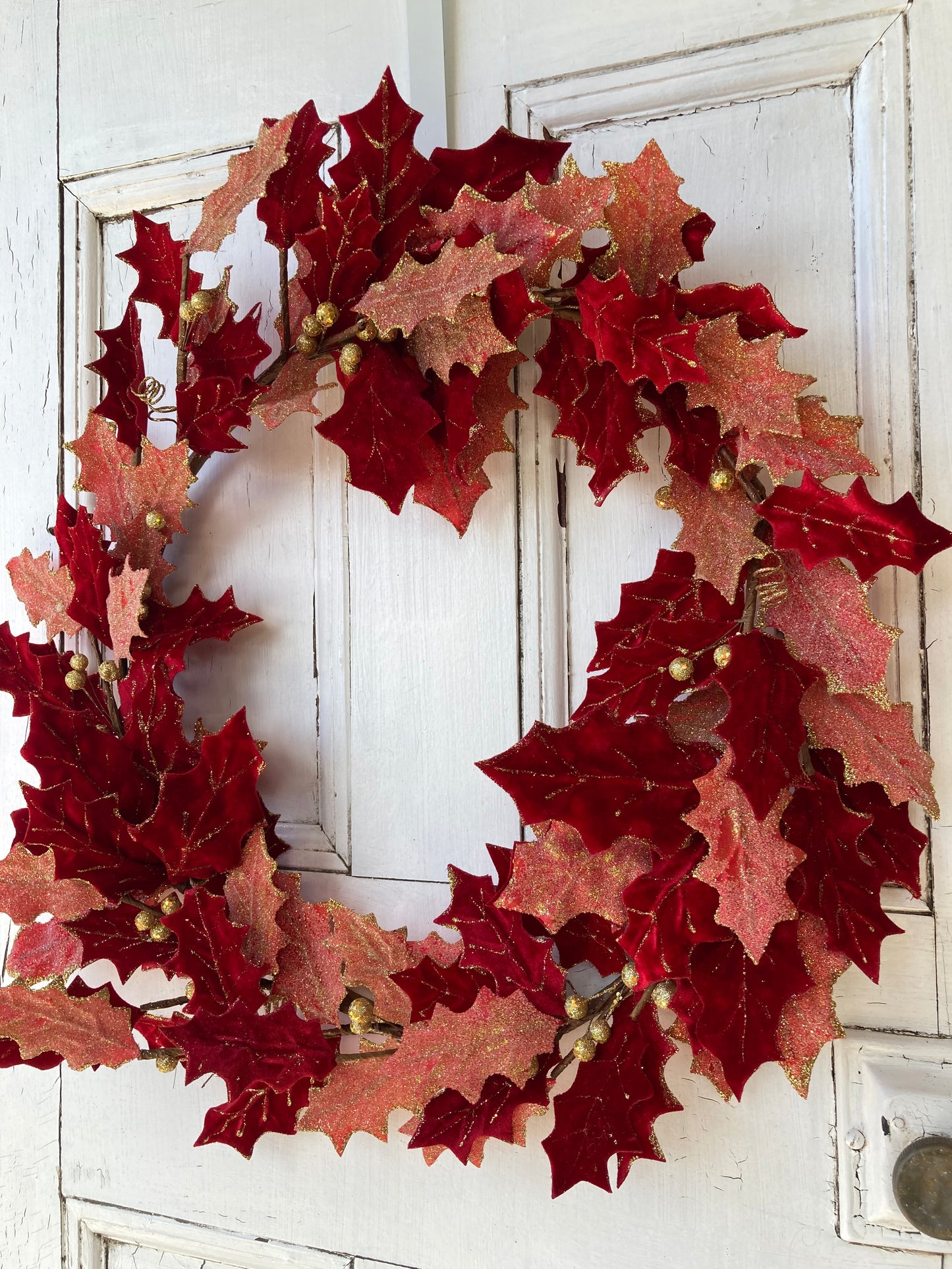 Red Pink Leaf Wreath