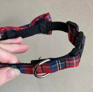 Red Tartan Dog Collar Bow Tie