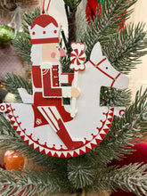 Load image into Gallery viewer, Wooden Nutcracker on Rocking Horse