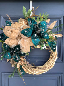 Champagne Green Wicker Wreath