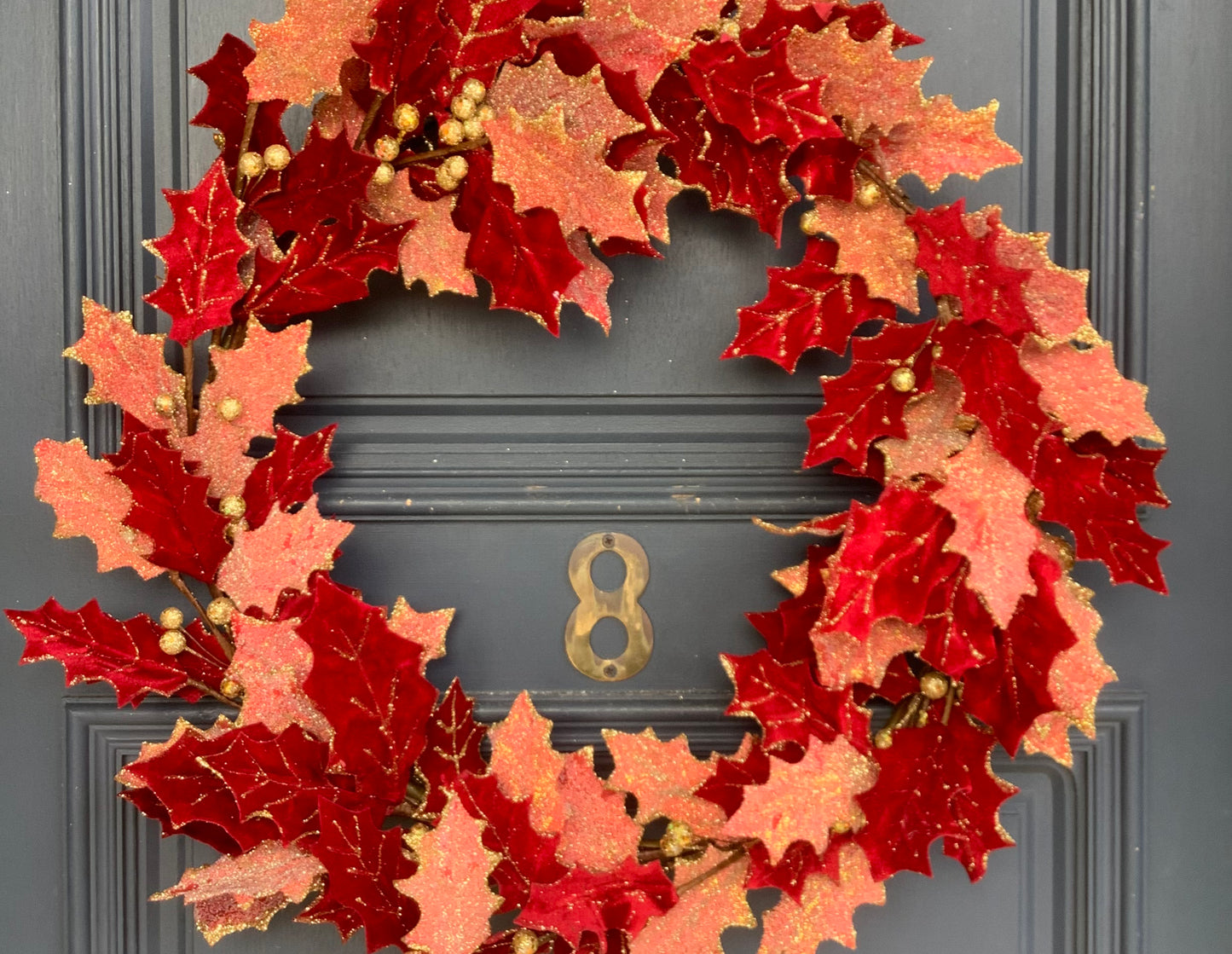 Red Pink Leaf Wreath