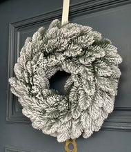 Load image into Gallery viewer, Snow Flocked Pine Wreath