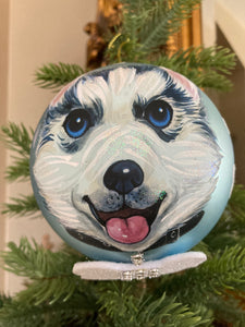 Blue Glass Dog Ball