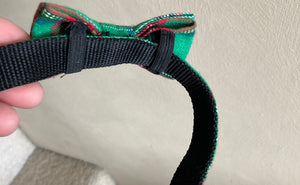 Green Tartan Dog Collar Bow Tie