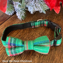 Load image into Gallery viewer, Green Tartan Dog Collar Bow Tie