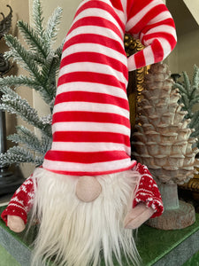 Striped Hat Gnome with a White Beard