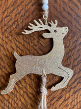 Load image into Gallery viewer, Gold Glitter Reindeer with Bells