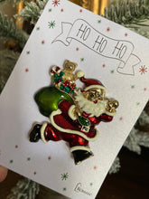 Load image into Gallery viewer, Enamel Santa Brooch by Roman