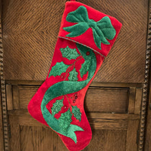 Load image into Gallery viewer, Red and Green Velvet Stocking