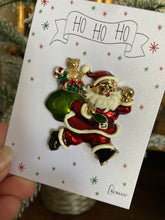 Load image into Gallery viewer, Enamel Santa Brooch by Roman